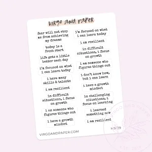 Affirmation Planner Stickers - Learn & Grow