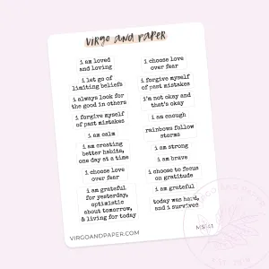 Affirmation Planner Stickers - Strength in Hard Times