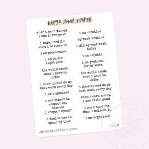 Affirmation Planner Stickers - Work & Money