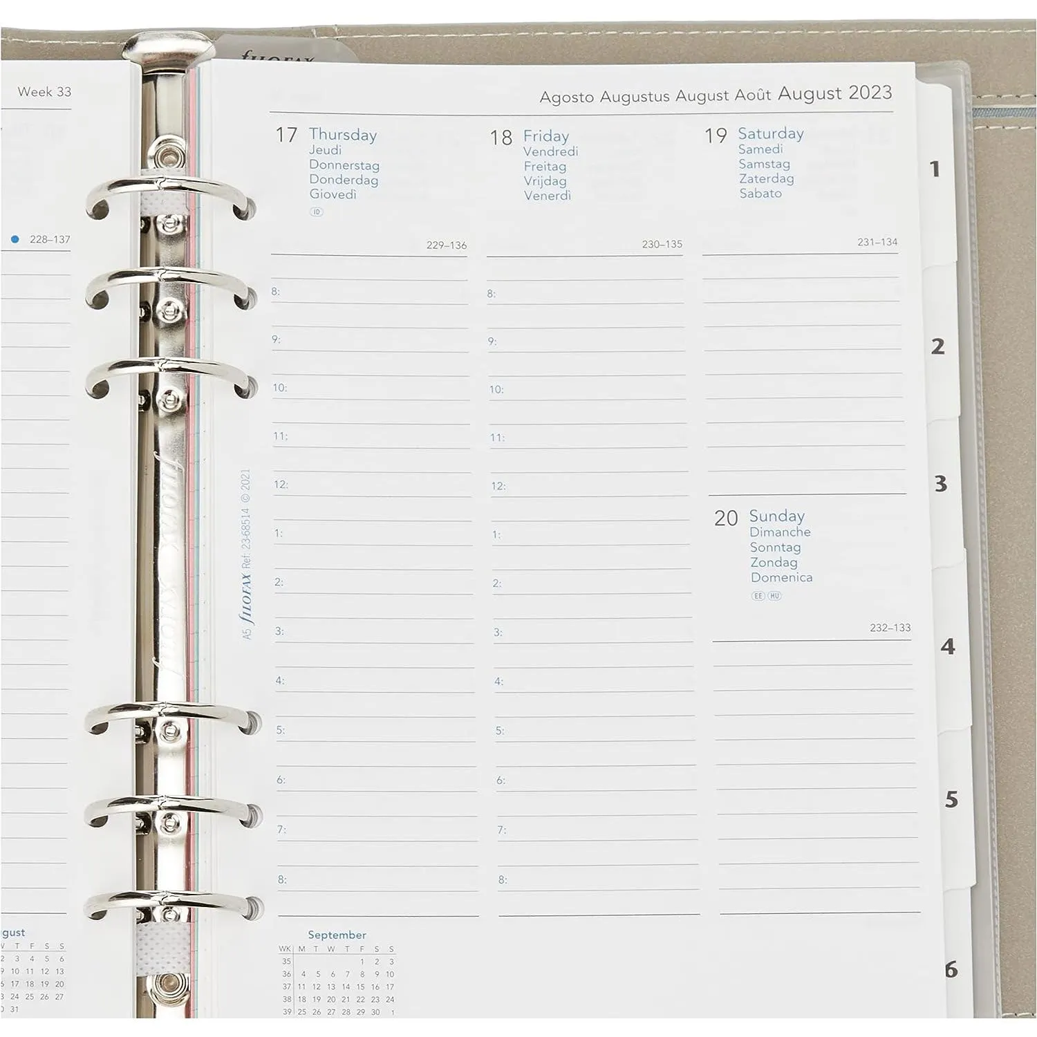Agenda Organizer Filofax Non Datato Domino A5 Grigio