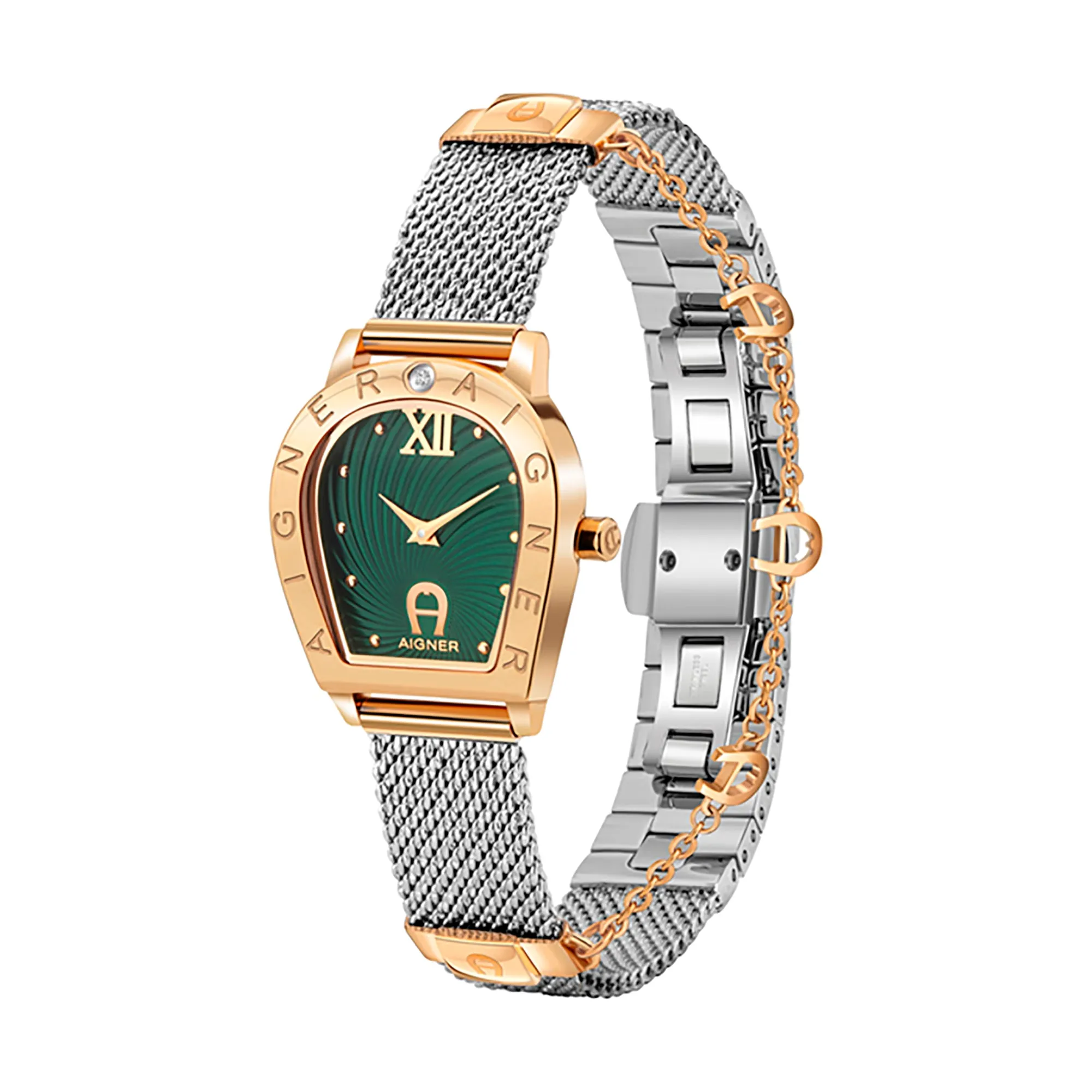 AIGNER AMALFI LADIES STEEL BRACELET GREEN MOP DIAL WATCH