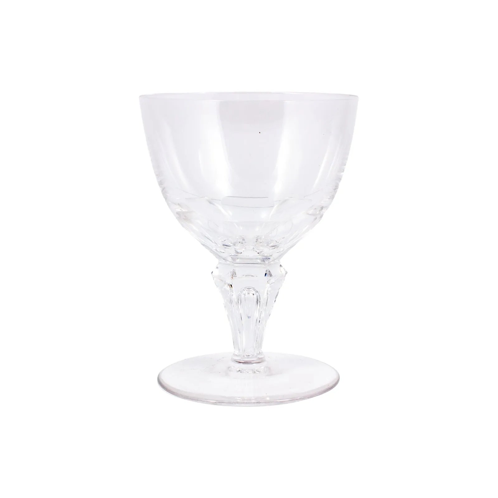 Antique French Petite Cut Crystal Faceted Glasses | Set of 9