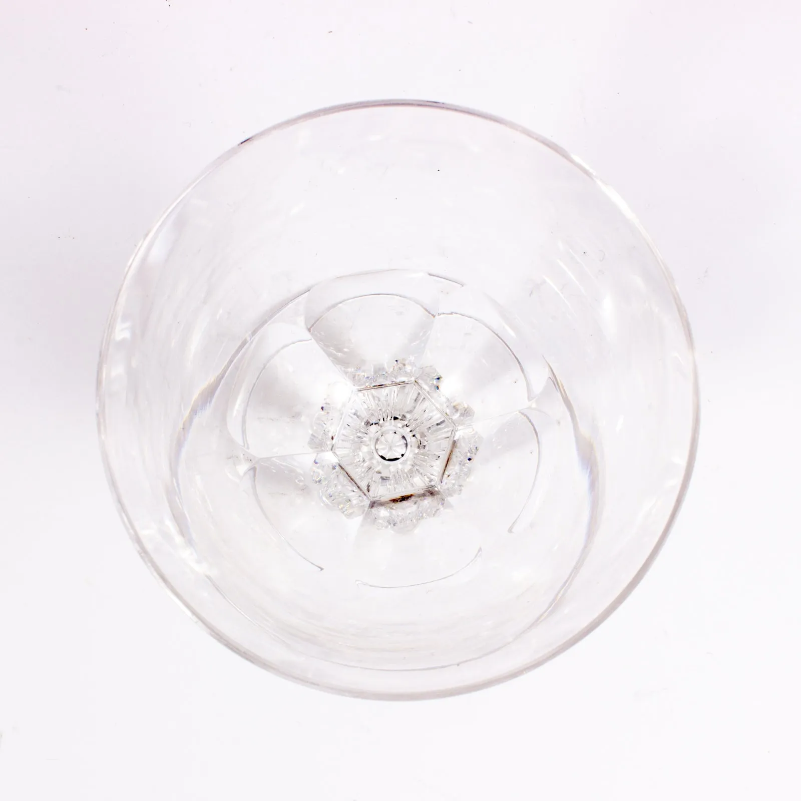 Antique French Petite Cut Crystal Faceted Glasses | Set of 9