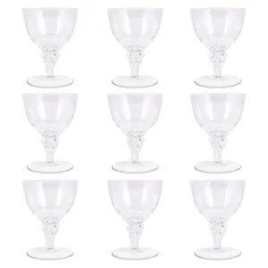 Antique French Petite Cut Crystal Faceted Glasses | Set of 9