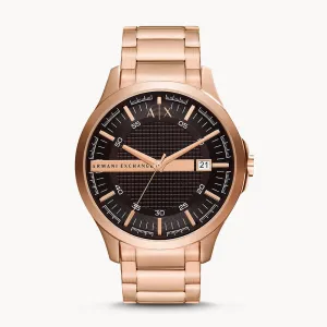 Armani Exchange Men's Three-Hand Date Rose Gold-Tone Stainless Steel Watch