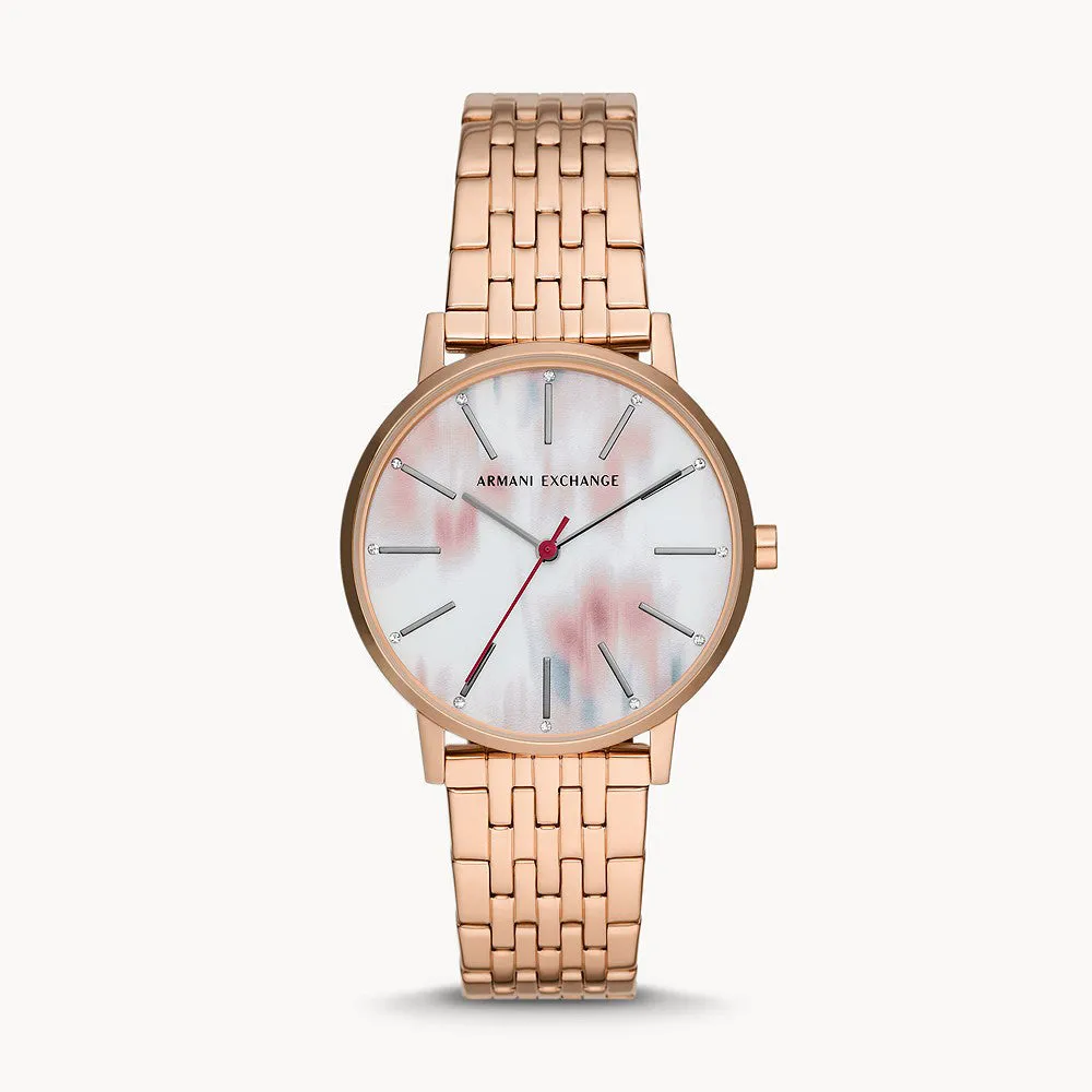 Armani Exchange Women's Three-Hand Rose Gold-Tone Stainless Steel Watch