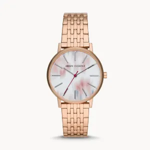 Armani Exchange Women's Three-Hand Rose Gold-Tone Stainless Steel Watch
