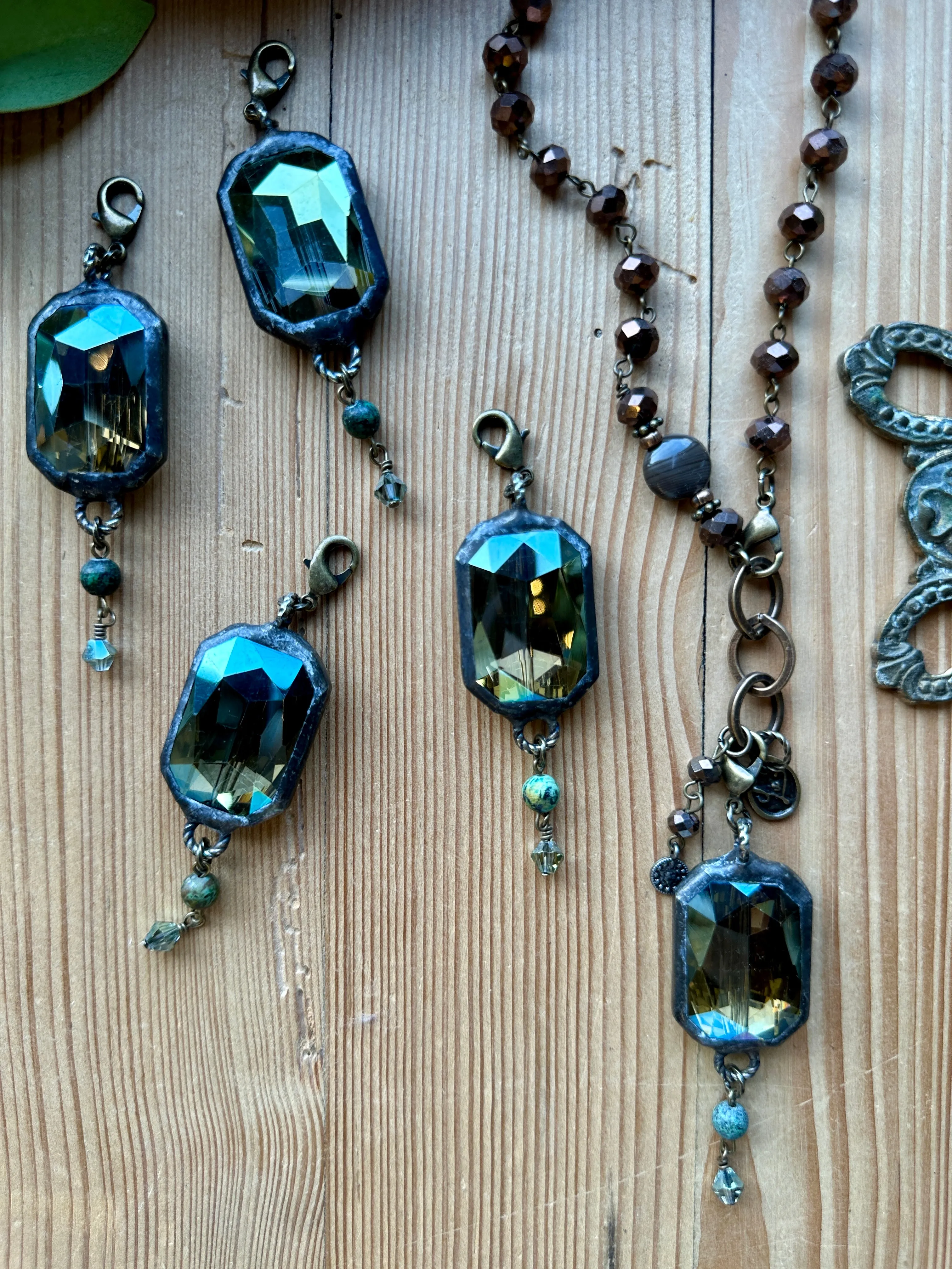 Autumn Spice Green Soldered Crystal Pendant