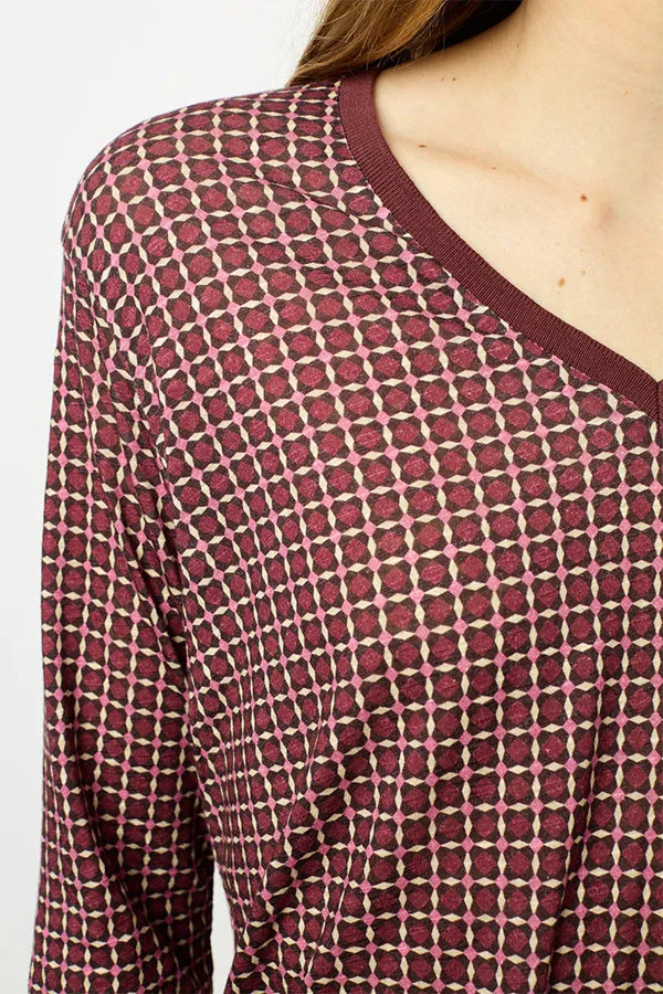 AYLA GEOMETRIC PRINT T SHIRT