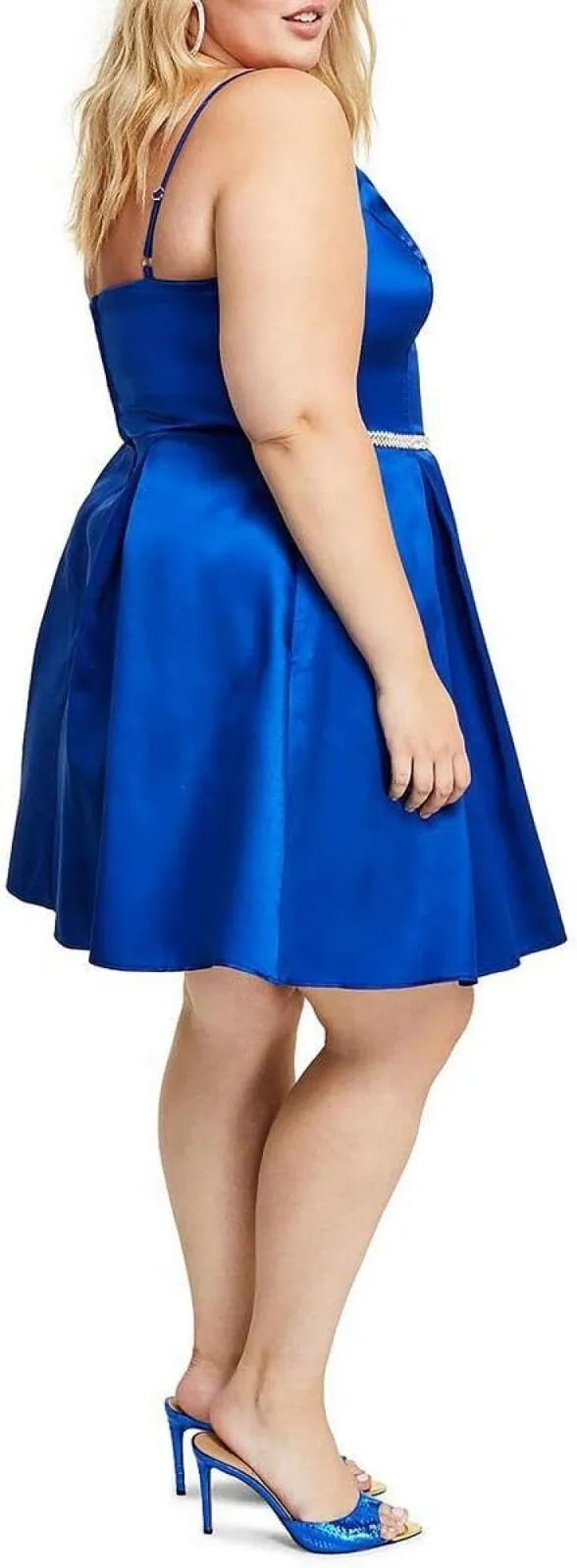 B. Darlin Plus Rhinestone V-Neck Cocktail and Party Dress 8018921 Royal Blue 16W