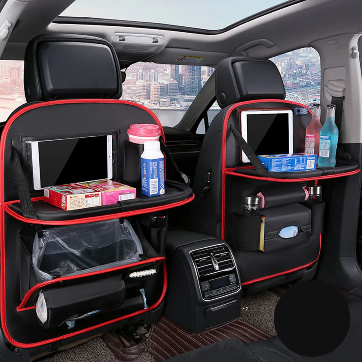 Backseat Organizer With Tablet Holder PU Leather, Custom Fit For Your Cars, Backseat Car Organizer, Car Seat Back Protectors Kick With Foldable Table Tray Car Seat Organizer, Car Accessories FD15987