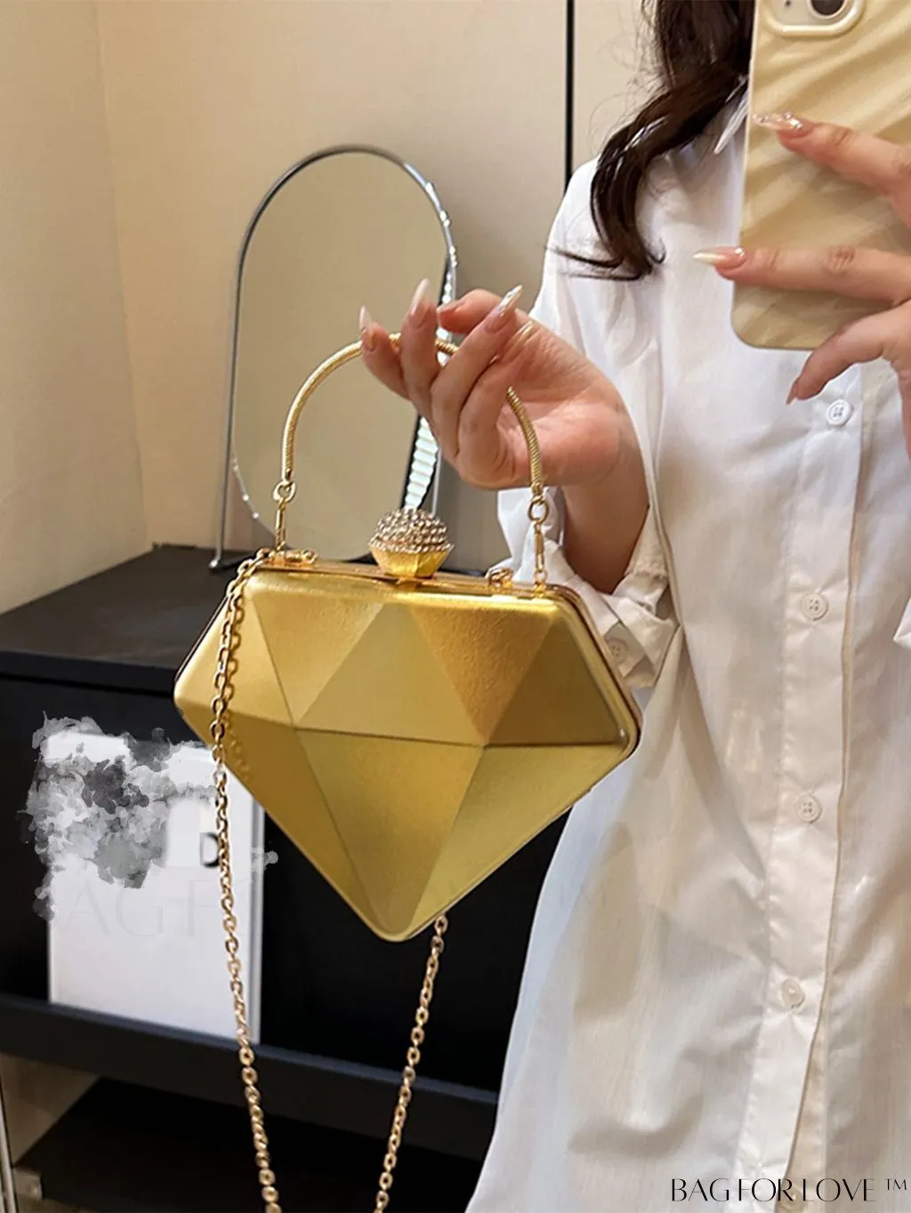 BagForLove - Versatile Faux Patent Leather Diamond Tote - Fashionable & Functional