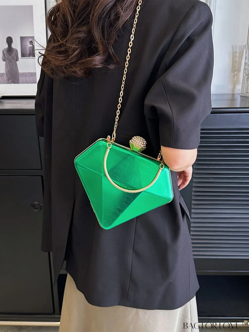 BagForLove - Versatile Faux Patent Leather Diamond Tote - Fashionable & Functional