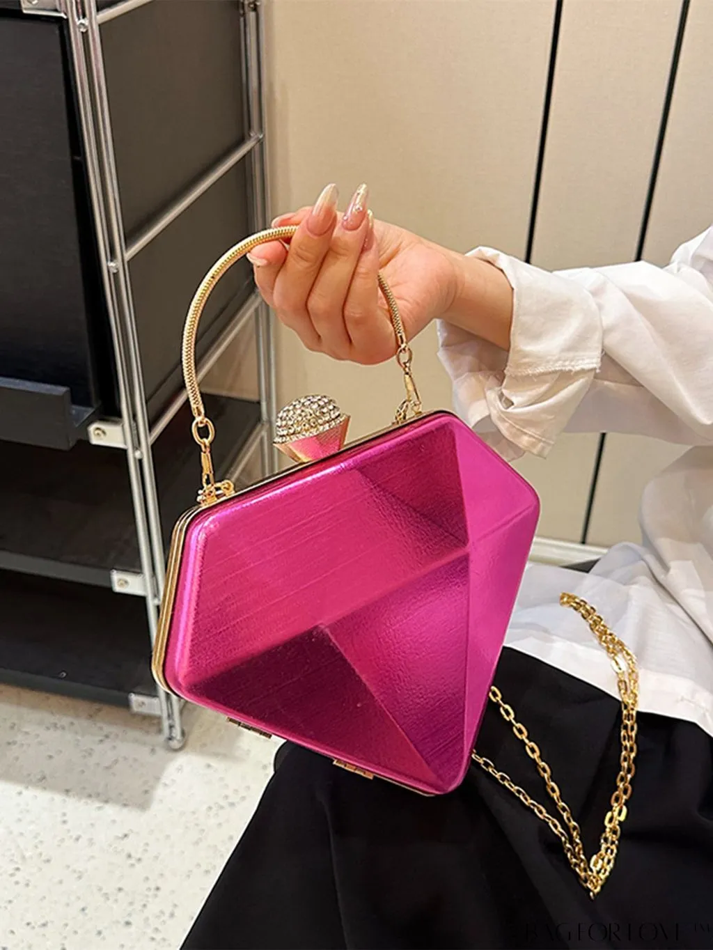 BagForLove - Versatile Faux Patent Leather Diamond Tote - Fashionable & Functional
