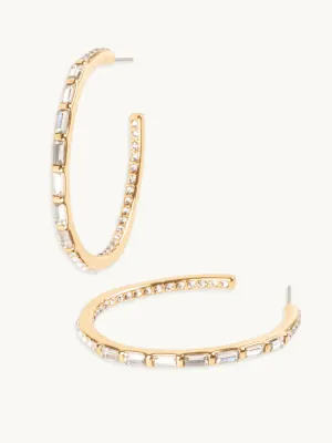 Baguette Crystal Hoop - Crystal