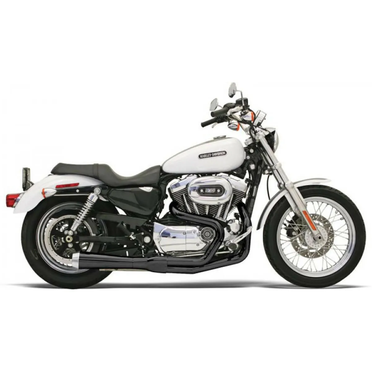 Bassani - Road Rage 2-Into-1 Short Exhaust - 2004-2013 Sportster XL - Black