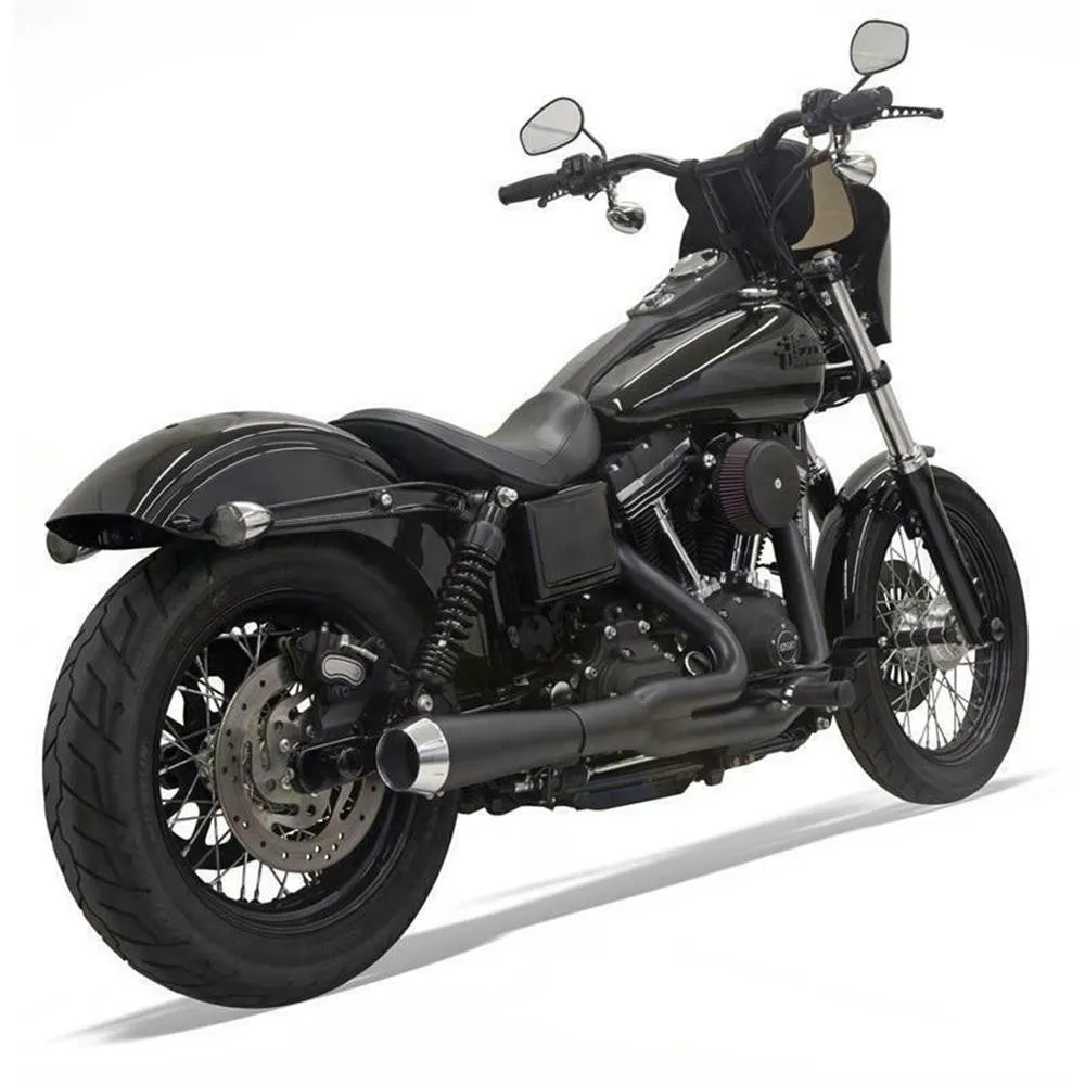 Bassani - Road Rage 2-Into-1 Upswept Exhaust Short - 2006-2017 Dyna FXD - Stepped Headers - Black