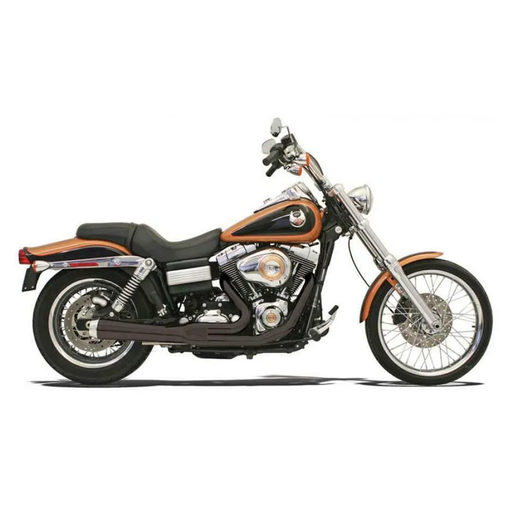 Bassani - Road Rage 2-Into-1 Upswept Exhaust Short - 2006-2017 Dyna FXD - Stepped Headers - Black