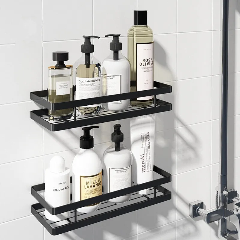 Bathroom Aluminum Black Shelf Storage Holder