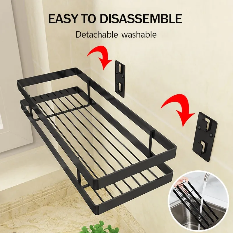 Bathroom Aluminum Black Shelf Storage Holder