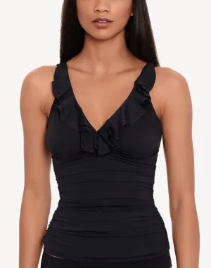 Beach Club Solids Ruffle Underwire Tankini Top