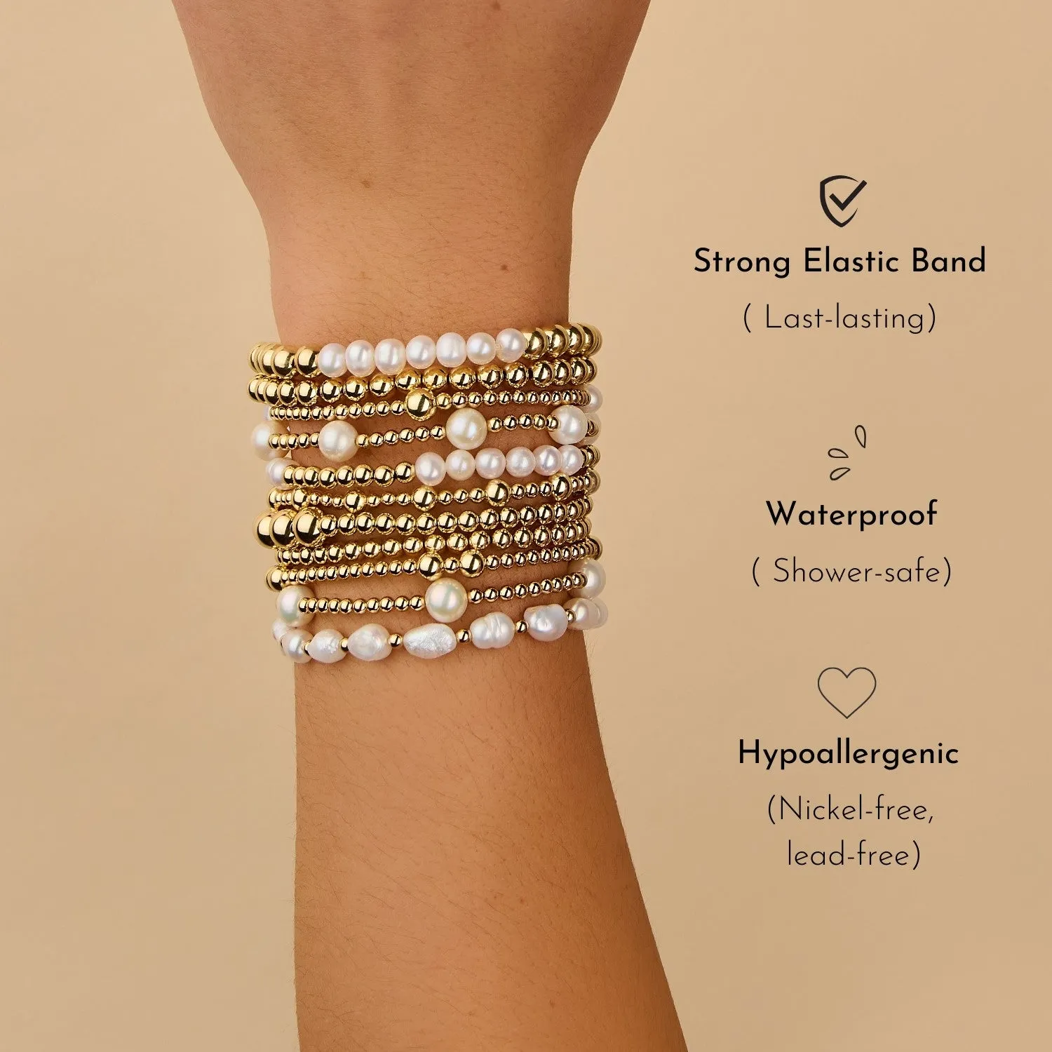 Beaded Heart Charm Bracelet