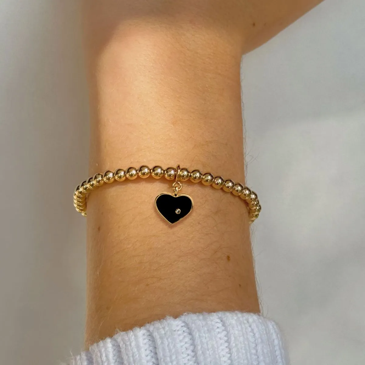 Beaded Heart Charm Bracelet