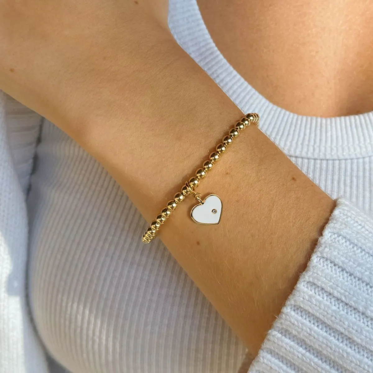 Beaded Heart Charm Bracelet