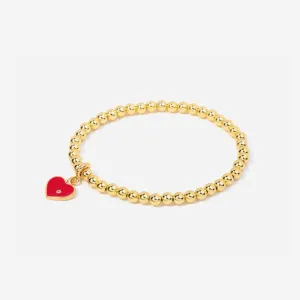 Beaded Heart Charm Bracelet