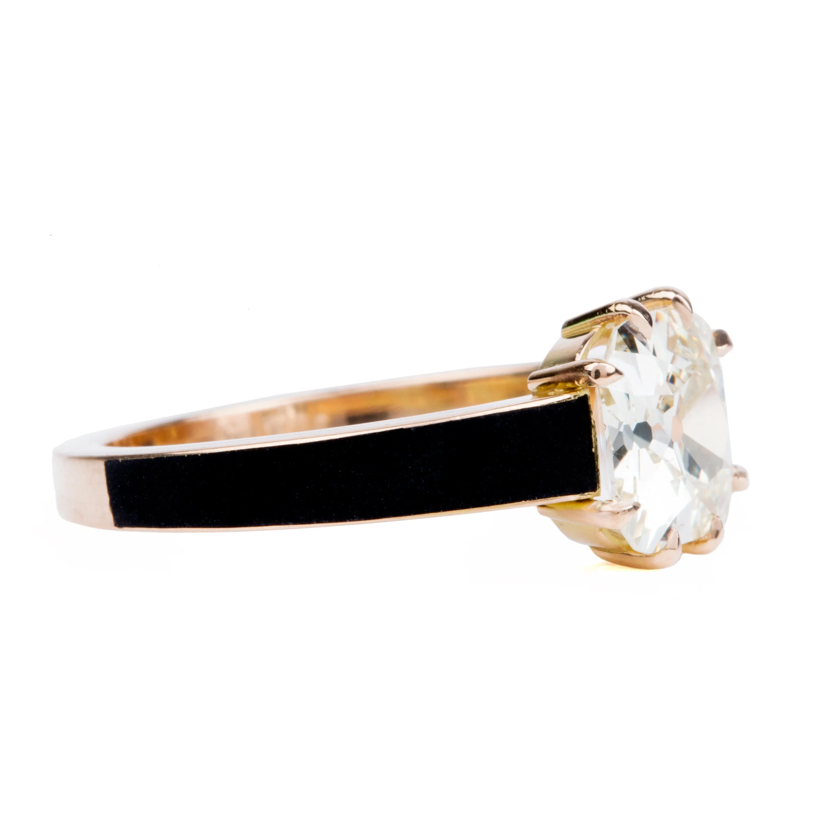 Bell & Bird Eight Prong Solitaire with Black Enamel Band