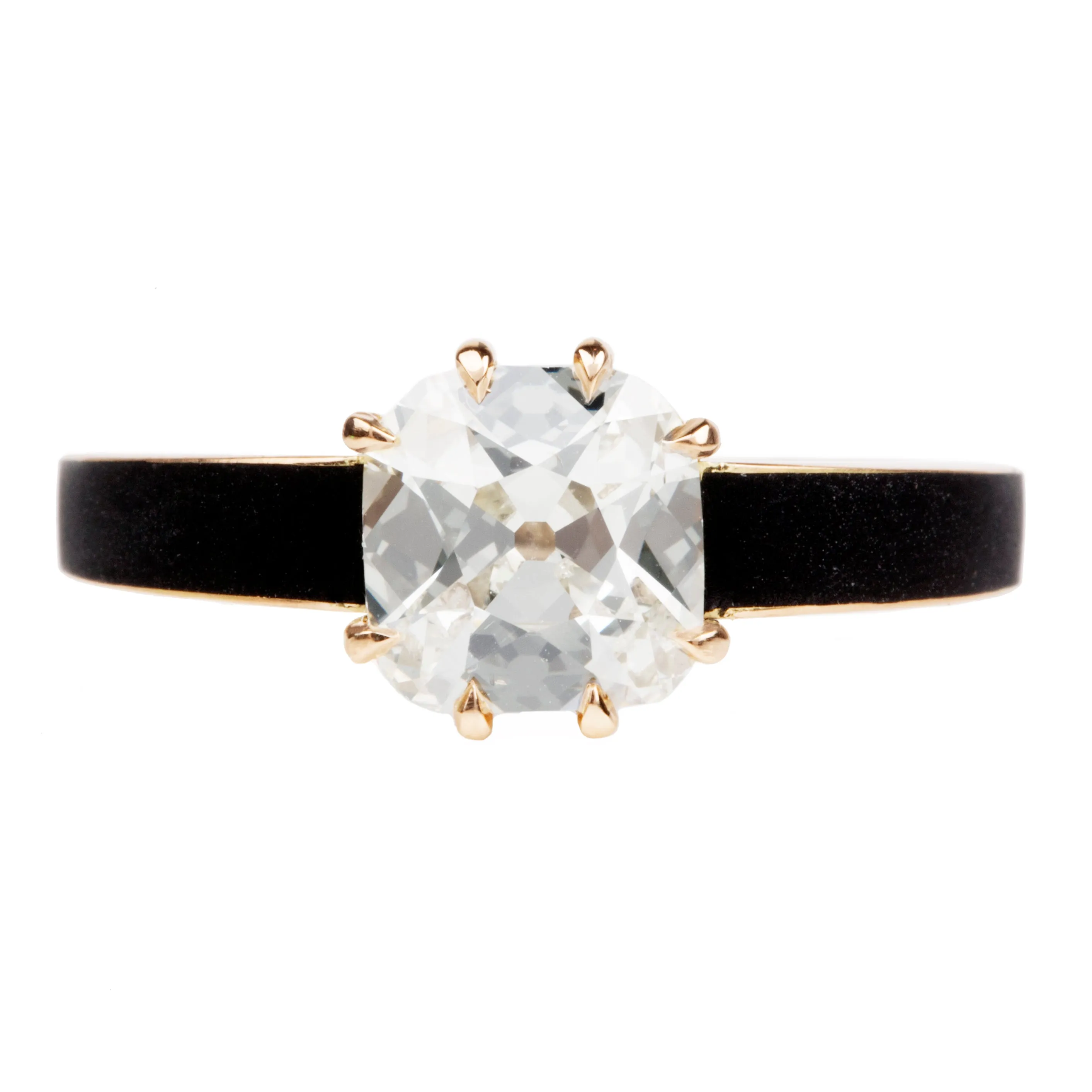 Bell & Bird Eight Prong Solitaire with Black Enamel Band