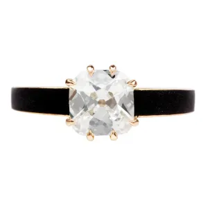 Bell & Bird Eight Prong Solitaire with Black Enamel Band