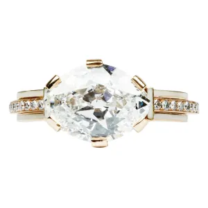 Bell & Bird Old Mine Cut Diamond on Triple Band with Enamel