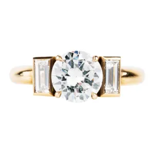 Bell & Bird Round Brilliant Cut Diamond with Vertical Baguette