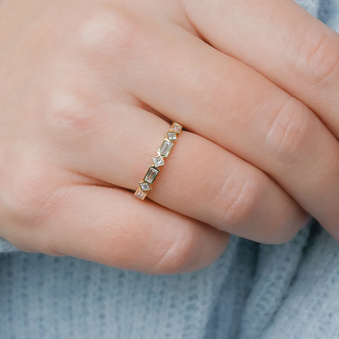 Bezel Square Diamonds Natural Baguettes cut Diamond Wedding Band