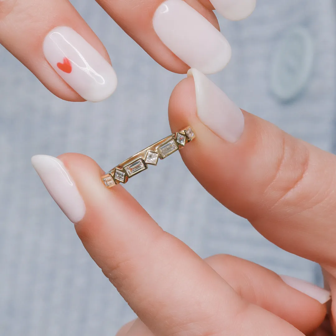 Bezel Square Diamonds Natural Baguettes cut Diamond Wedding Band