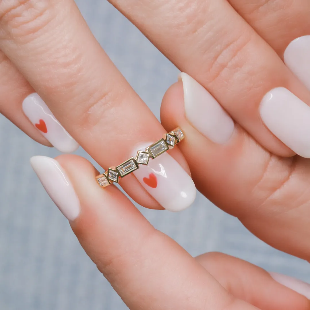 Bezel Square Diamonds Natural Baguettes cut Diamond Wedding Band