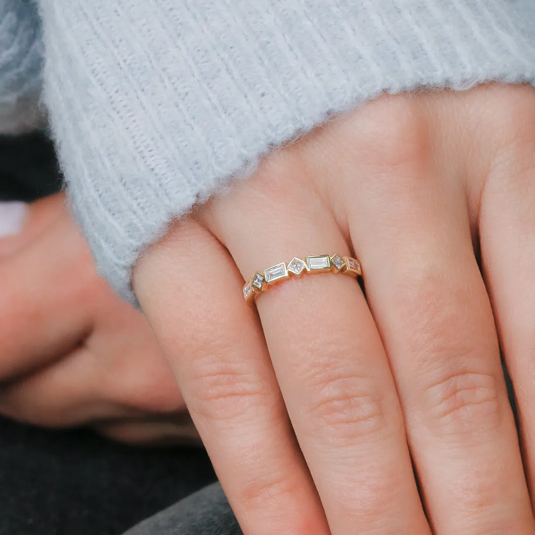 Bezel Square Diamonds Natural Baguettes cut Diamond Wedding Band