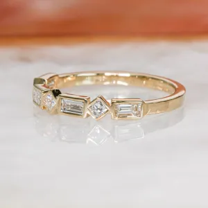 Bezel Square Diamonds Natural Baguettes cut Diamond Wedding Band