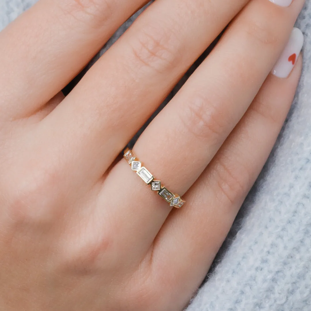 Bezel Square Diamonds Natural Baguettes cut Diamond Wedding Band