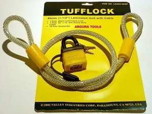 BIKE LOCK STEEL CABLE WITH PADLOCK - PVC COVERED WEATHERPROOF - NEW