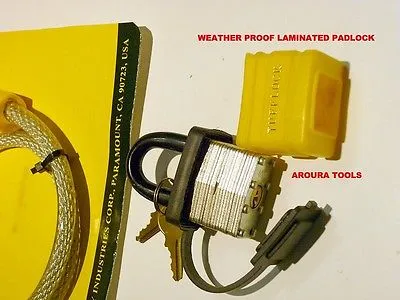 BIKE LOCK STEEL CABLE WITH PADLOCK - PVC COVERED WEATHERPROOF - NEW