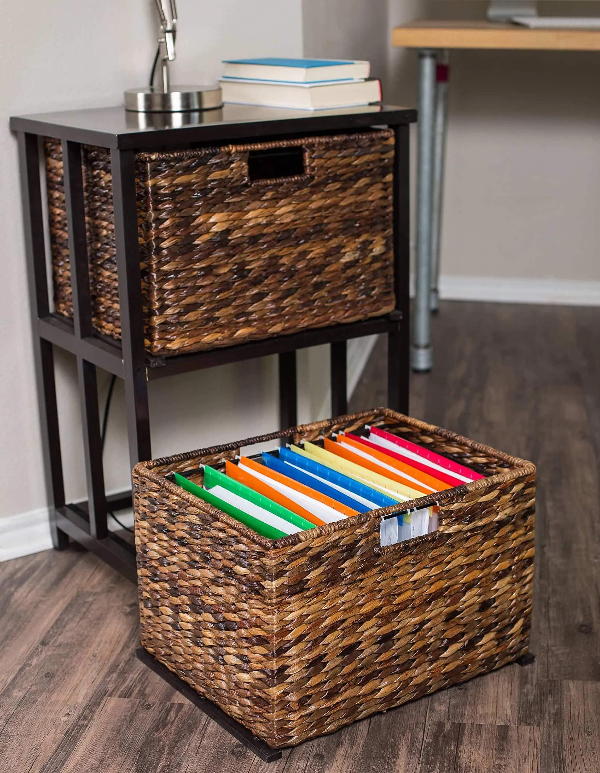 BirdRock Home Abaca 2 Tier File Cubby Cabinet - Vertical Storage Furniture - 2 Drawers - Office Décor - Home Decorative Box Filing - Natural Wood - Delivered Fully Assembled - Hanging Letter and Legal