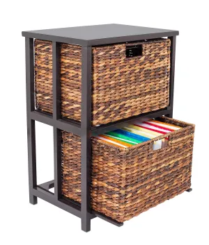 BirdRock Home Abaca 2 Tier File Cubby Cabinet - Vertical Storage Furniture - 2 Drawers - Office Décor - Home Decorative Box Filing - Natural Wood - Delivered Fully Assembled - Hanging Letter and Legal
