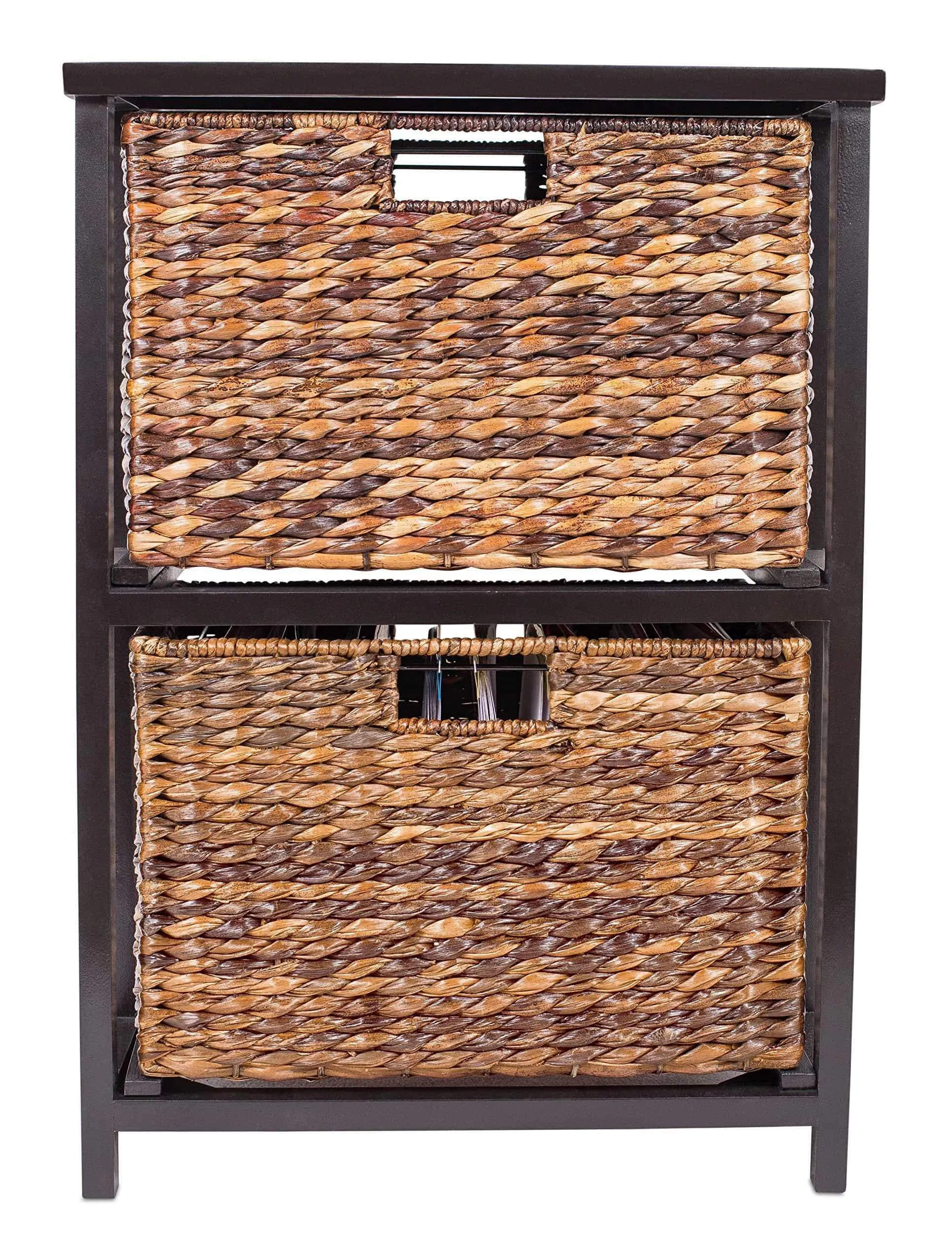 BirdRock Home Abaca 2 Tier File Cubby Cabinet - Vertical Storage Furniture - 2 Drawers - Office Décor - Home Decorative Box Filing - Natural Wood - Delivered Fully Assembled - Hanging Letter and Legal