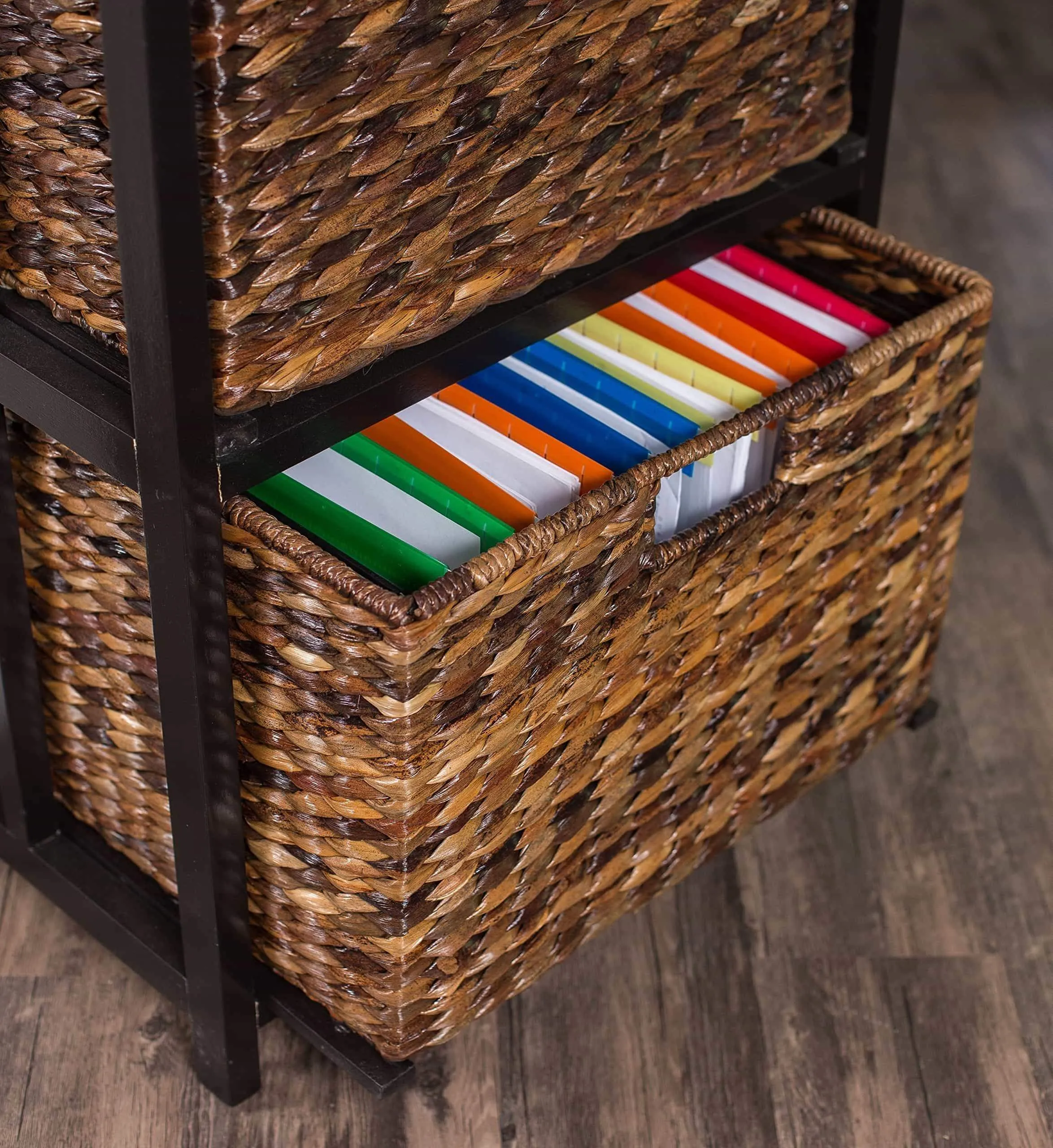 BirdRock Home Abaca 2 Tier File Cubby Cabinet - Vertical Storage Furniture - 2 Drawers - Office Décor - Home Decorative Box Filing - Natural Wood - Delivered Fully Assembled - Hanging Letter and Legal