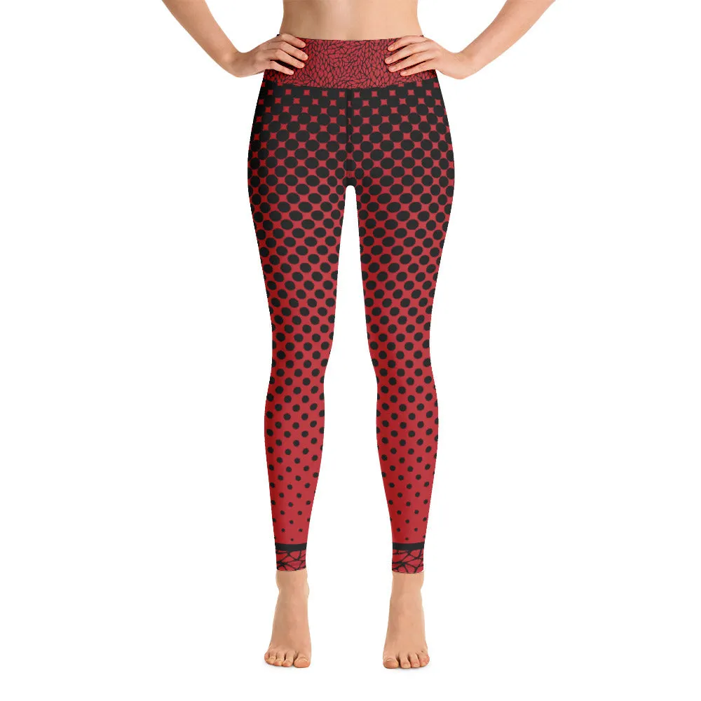 Black and Red Geometric - Yoga Leggings