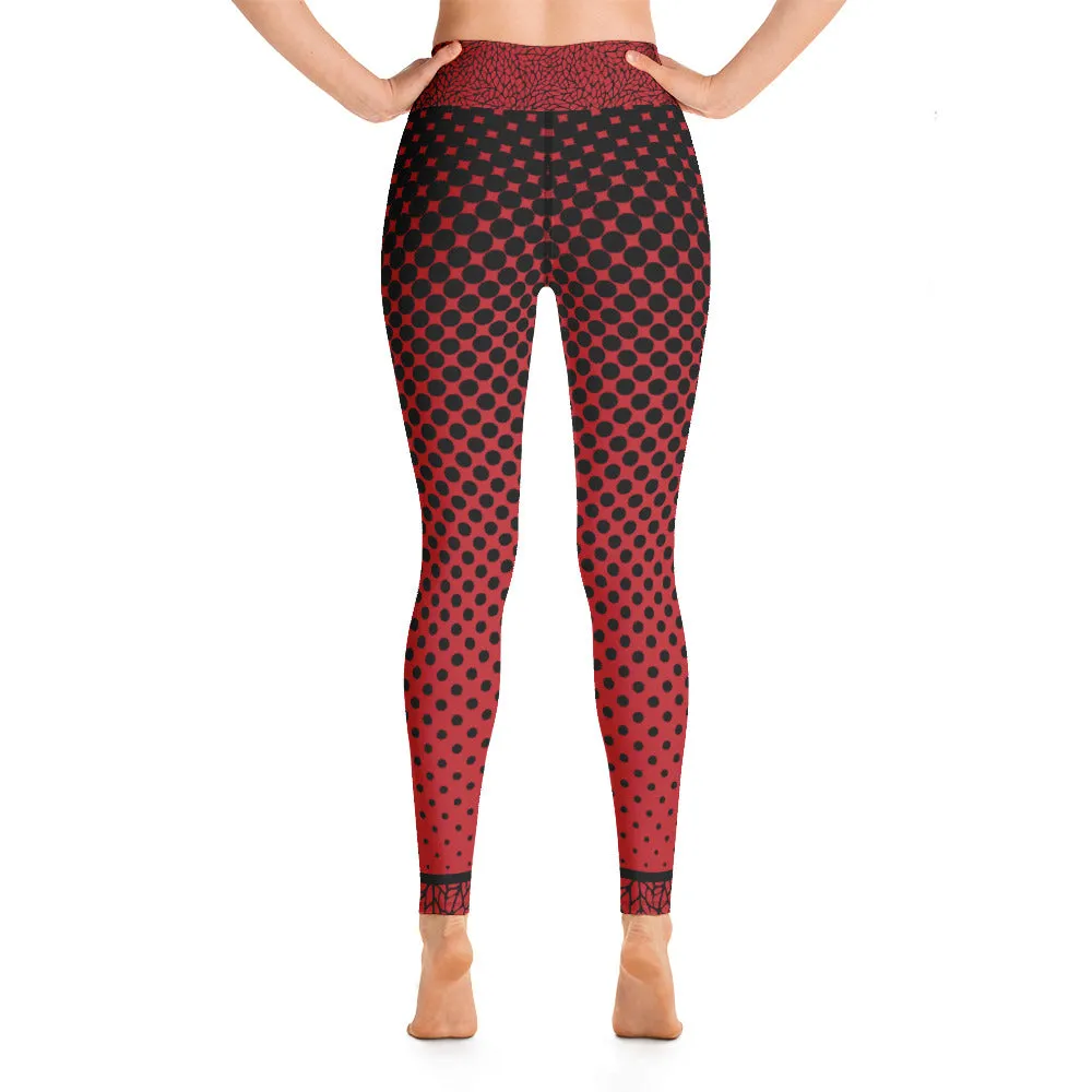 Black and Red Geometric - Yoga Leggings