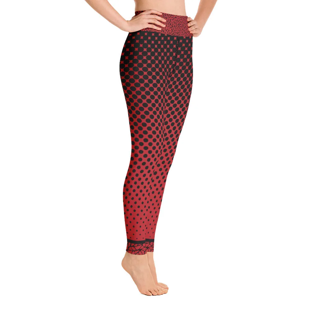 Black and Red Geometric - Yoga Leggings