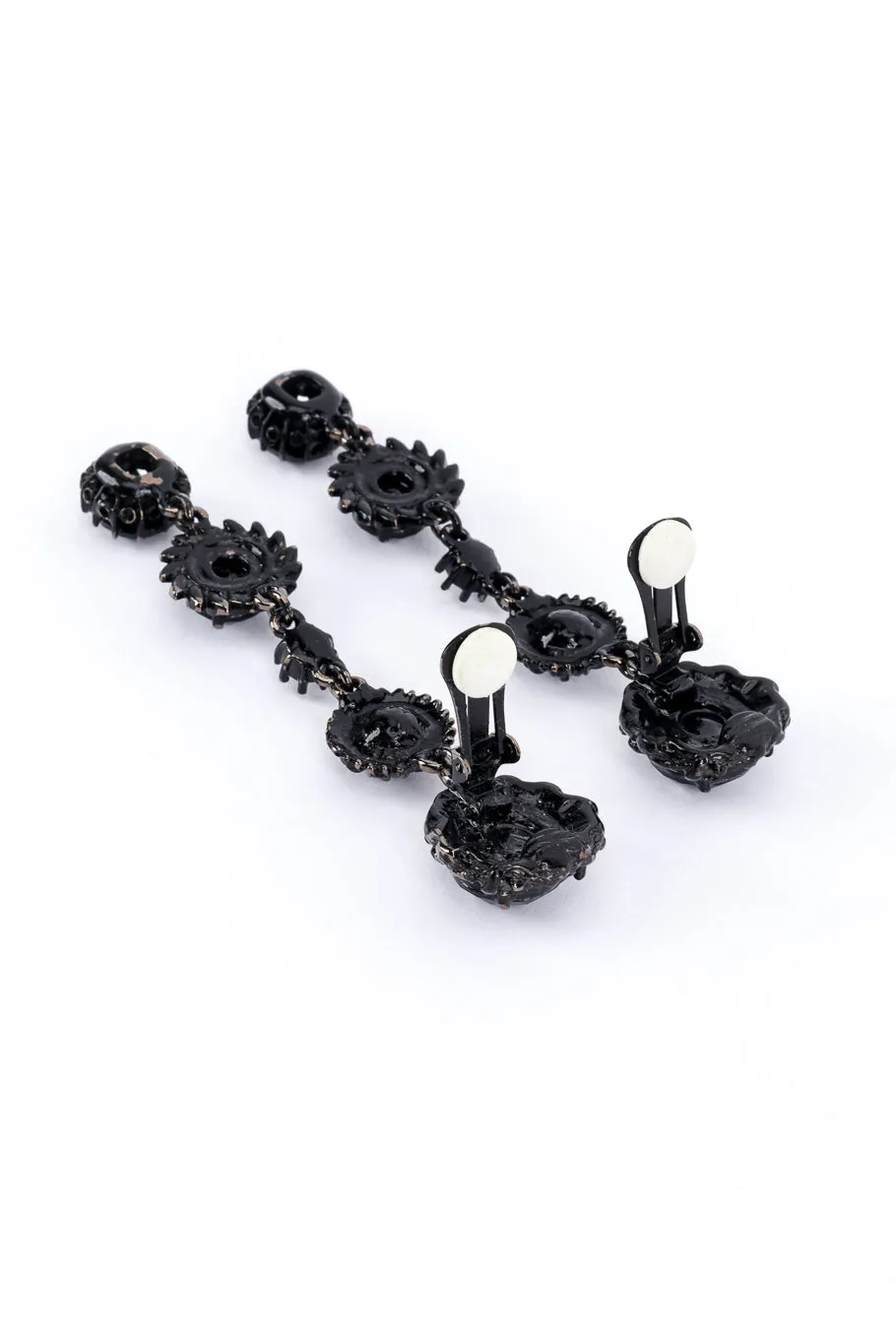 Black Enamel & Crystal Drop Earrings